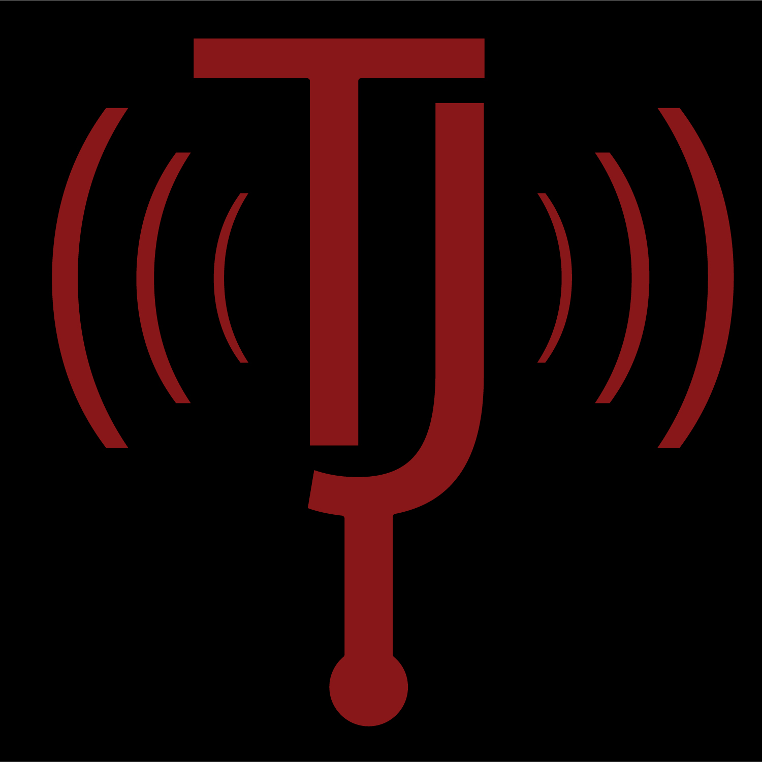 Logo tj audio & music productions, stemvork met audiogolven